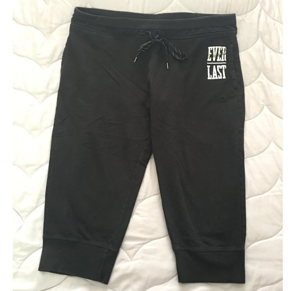 Black Cotton Capri Pants with Front Tie and Pocket